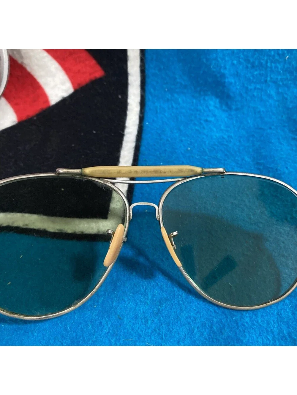 USA Vintage Aviator WWII Bausch & Lomb Army Navy Sunglasses Engraved Case Pilot